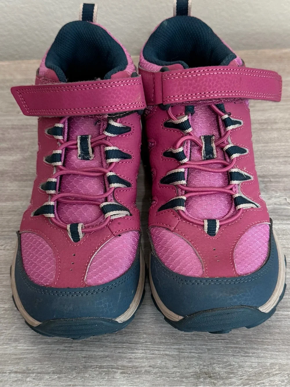 Merrell Pink Navy Hook & Loop Hiking Camping Winter Waterproof Boots 3.5
